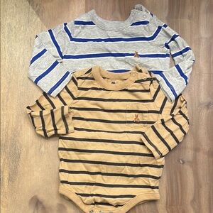 Set of 2 Baby Gap Striped Bodysuits - Blue/grey and Tan/black